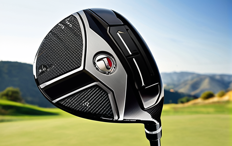 **
A close-up of a high-tech TaylorMade driver, showcasing its carbon fiber construction. Focus on the "Twist Face" technology. Perhaps on a tee at a beautiful Italian golf course with rolling hills in the background. Emphasize the feeling of power and precision.
**