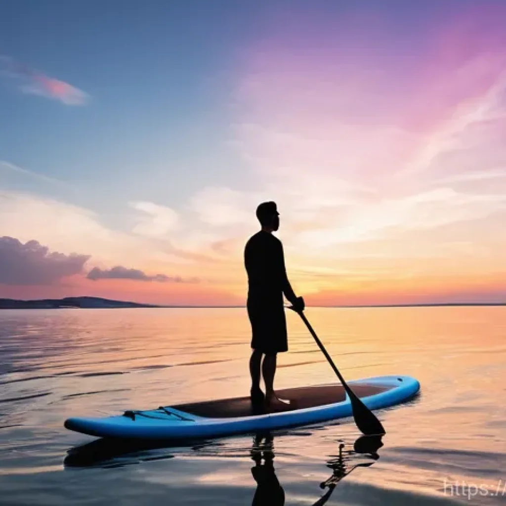 해상 스포츠용 방수 백팩 - **Tranquil Stand-Up Paddleboarding in Salento, Italy, with Dry Bag**
    A serene, medium shot of a ...