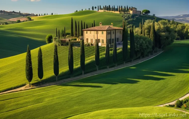 낚시 수납 박스 추천 - **"A breathtaking panoramic view of the Tuscan countryside at golden hour.** Rolling green hills str...