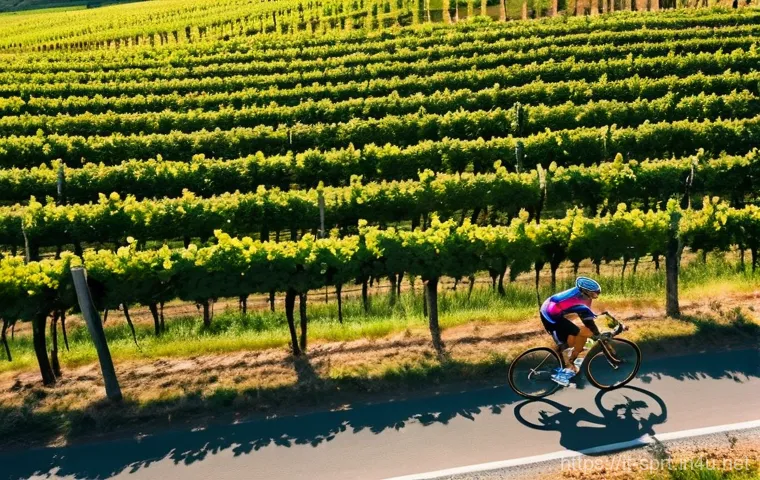 드론 촬영을 위한 스포츠 액션 - **Prompt 1: Dynamic Cycling in Tuscan Vineyards**
A high-definition, dynamic aerial shot from a ...