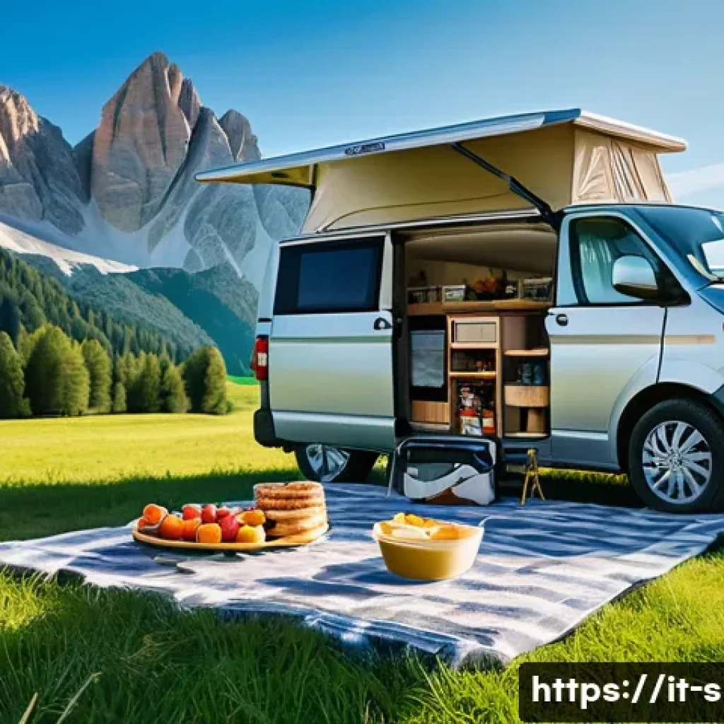 캠핑용 냉장고 전력 소비 비교 - **Prompt:** A picturesque family camping scene set in the stunning Dolomite mountains of Italy. The ...