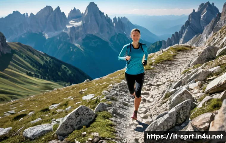 트레일러닝 신발과 러닝화 차이 - **Dynamic Trail Grip on Rocky Descent:** A dynamic, full-body shot of a female trail runner in her l...
