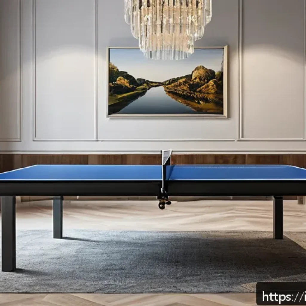 탁구대 설치와 보관 팁 - A modern Italian living room with a standard ping pong table measuring