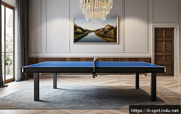 탁구대 설치와 보관 팁 - A modern Italian living room with a standard ping pong table measuring